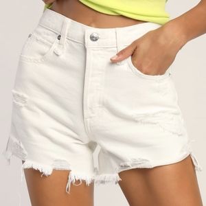 Free People White Distressed High Rise Cutoff Denim Shorts NWT Size 29